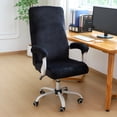 thumbnail image 2 of Funda para silla de oficina FORCHEER, tamaño grande, de terciopelo negro con reposabrazos, 2 of 7