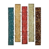 DecMode Multi Colored Metal 3D Wavy 5 Panel Floral Wall Decor with Embossed Scroll Details