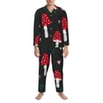 thumbnail image 3 of Naloa Amanita Mushroom Men’s Pajamas Set - Long Sleeve Button Down Sleep Shirt and Pajama Bottoms Sleepwear Set-XX-Large, 3 of 7