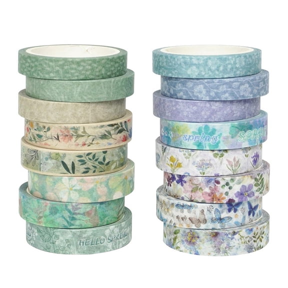 Floral Washi Tape Set 16 Rolls, Flower Spring Decorative Paper Sticker for Planner Scrapbook Journal DIY Arts Craft,1 * Washi Tape Set