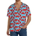 thumbnail image 1 of Fotbe Cartoon Crabs Camisa Estampada de Manga Corta para Hombre, Casual de Verano, Estilo Playero, Sin Arrugas-Large, 1 of 5