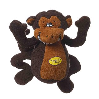 Petstages Rattle Treat & Squeak Monkey Dog Toy, Brown, One-Size 