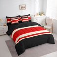 thumbnail image 3 of jejeloiu Modern Abstract Geometric 7-Piece Twin Bedding Sets,Retro Stripe Print Bedding Comforter Set,Red Beige Black Sheet Sets For Men Women,Ultra Soft Home Decor Reversible, 3 of 8