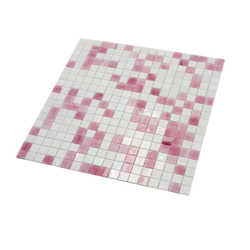 Apollo Tile Mingles 11.6 in. x 11.6 in. Glossy White and Soft Pink Glass Mosaic Wall and Floor Tile (18.69 sq. ft./case) (20-pack)