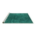 thumbnail image 2 of Ahgly Company Machine Washable Indoor Square Oriental Turquoise Blue Industrial Area Rugs, 5' Square, 2 of 4