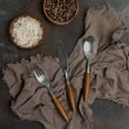 thumbnail image 3 of Flatware Silverware Cutlery Set, Stainless Steel, Teak Wood Dining Utensils, Eating Dinnerware, 3 of 10
