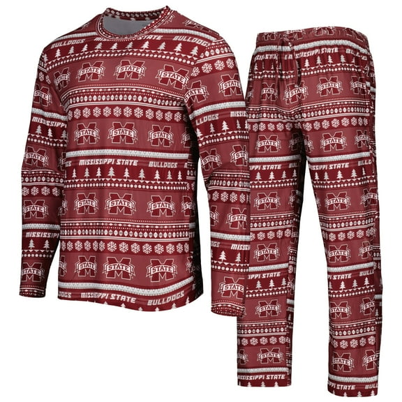 Men's Concepts Sport Maroon Mississippi State Bulldogs Swivel Long Sleeve Top & Pants Sleep Set