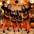 thumbnail image 2 of Halloween Pumpkin Print Flannel Hooded One Piece Pajamas Full Zip Long Sleeve Family Matching Loungewear For Holiday Party Daily Home Wear, 2 of 8