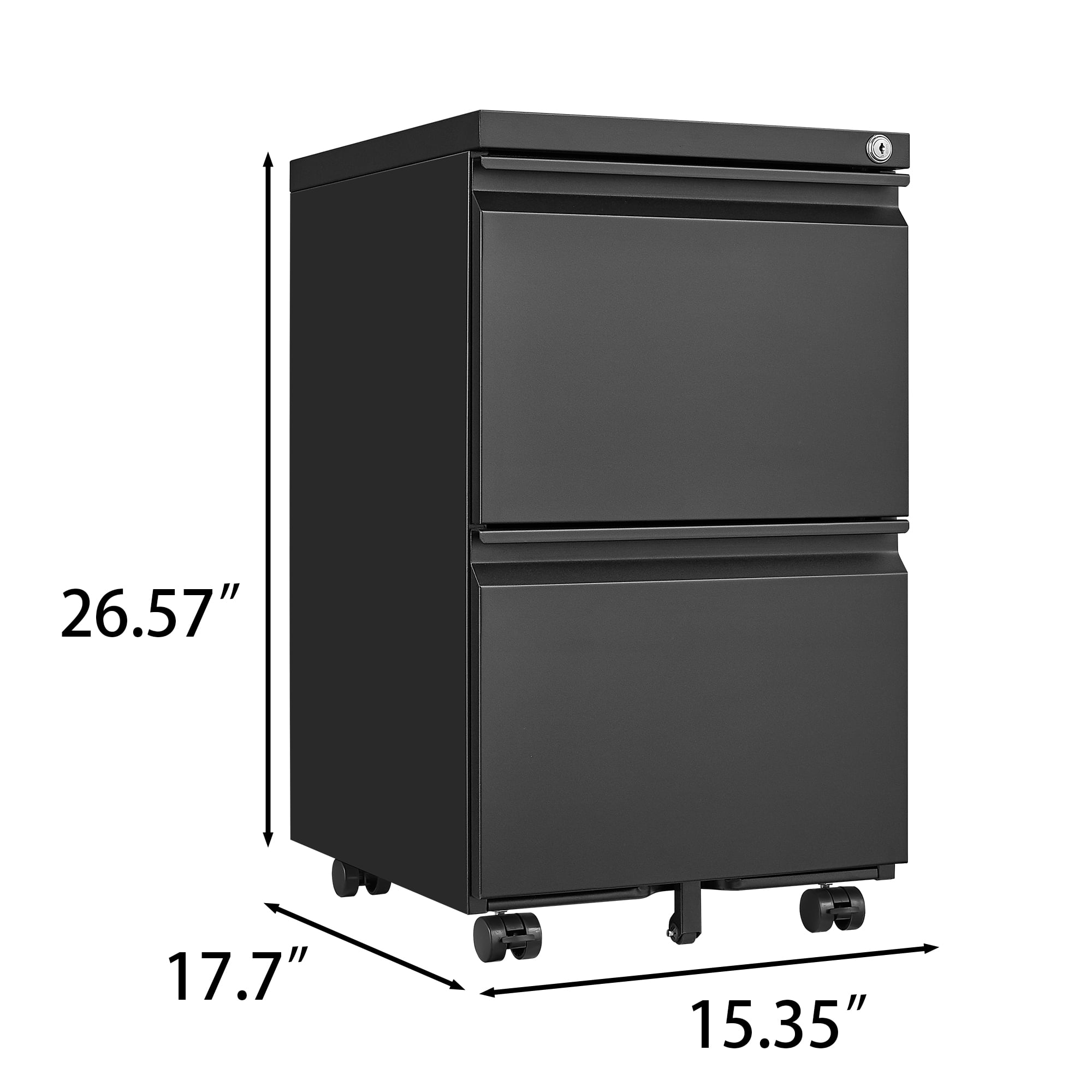 White 3-Drawer Office Filing Cabinet on Wheels with Lockable Storage for