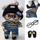 thumbnail image 2 of Ropa para mini muñecas de 17 cm, accesorios para el Kpop coreano Exo Labubu Idol V1 V2, suéter a rayas, mono, gafas, sombrero, ropa, 2 of 5