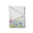 thumbnail image 2 of Watercolor Soft Flannel Fleece Throw Blanket, Abstract Blurred View of Purple Cosmos Flowers Blooming Meadow, Cozy Plush for Indoor and Outdoor Use, 50" x 70", Purple Apple Green White, by Ambesonne, 2 of 6