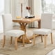 thumbnail image 1 of Set of 2 beige fabric forrado dining sillas con heavy duty wood legs para dining room, 1 of 8