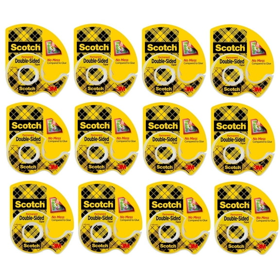 Scotch 136 Double-Faced Transparent Tape, 1/2 x 250-In. - Quantity 12