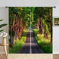 thumbnail image 3 of Landscape Curtains Rod Pocket Blackout Room Darkening Curtains with Green Forest Tree Road Print Pattern Summer Nature Scenery Theme Window Drapes for Bedroom Living Room 2 Panels 52 x 63 Inch, 3 of 5