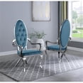 thumbnail image 2 of Tufted Arm Chairs in Teal Blue Velvet and Silver Stainless Steel (Set of 2), 2 of 2