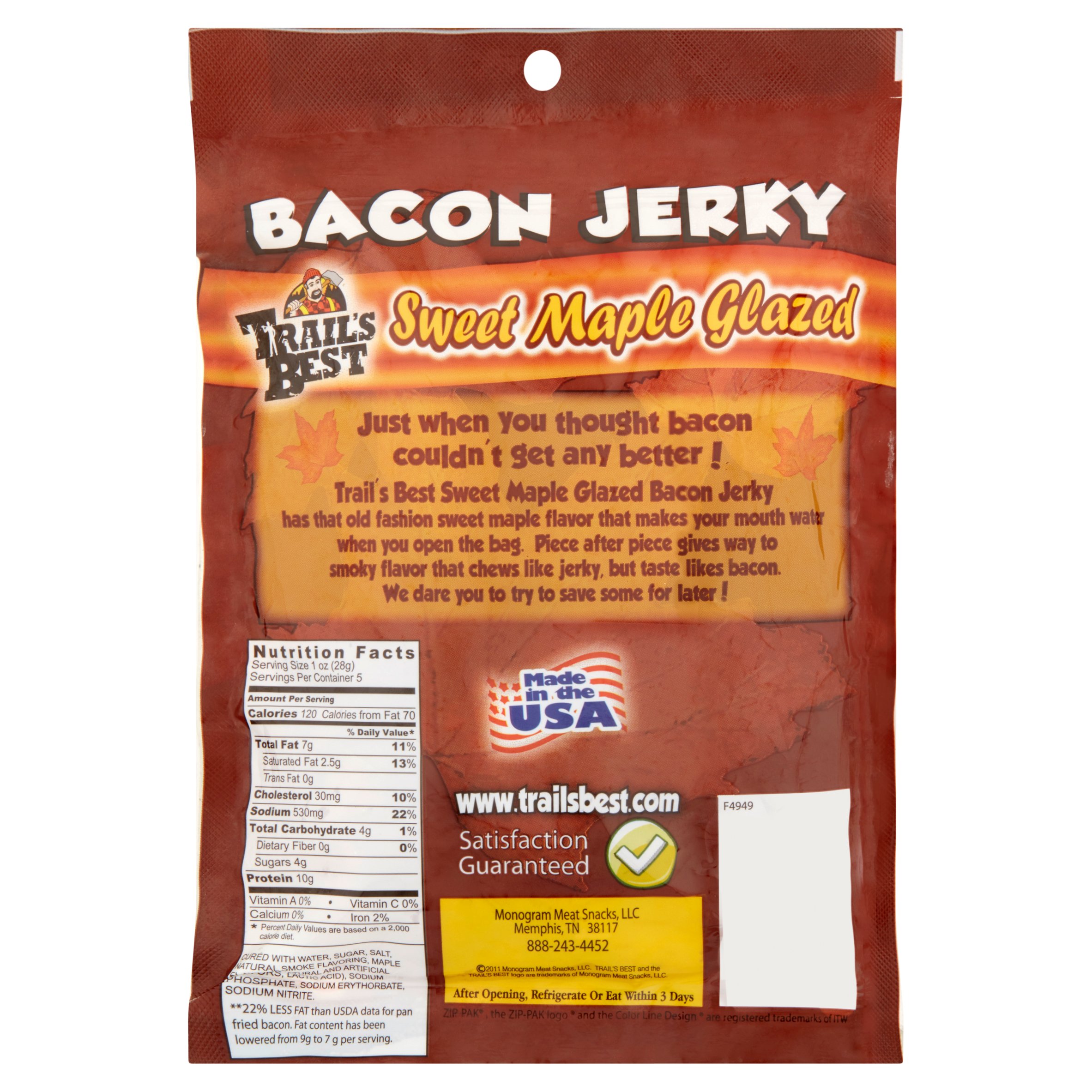 Trail's Best Sweet Maple Glazed Bacon Jerky, 5 Oz. - image 3 of 4