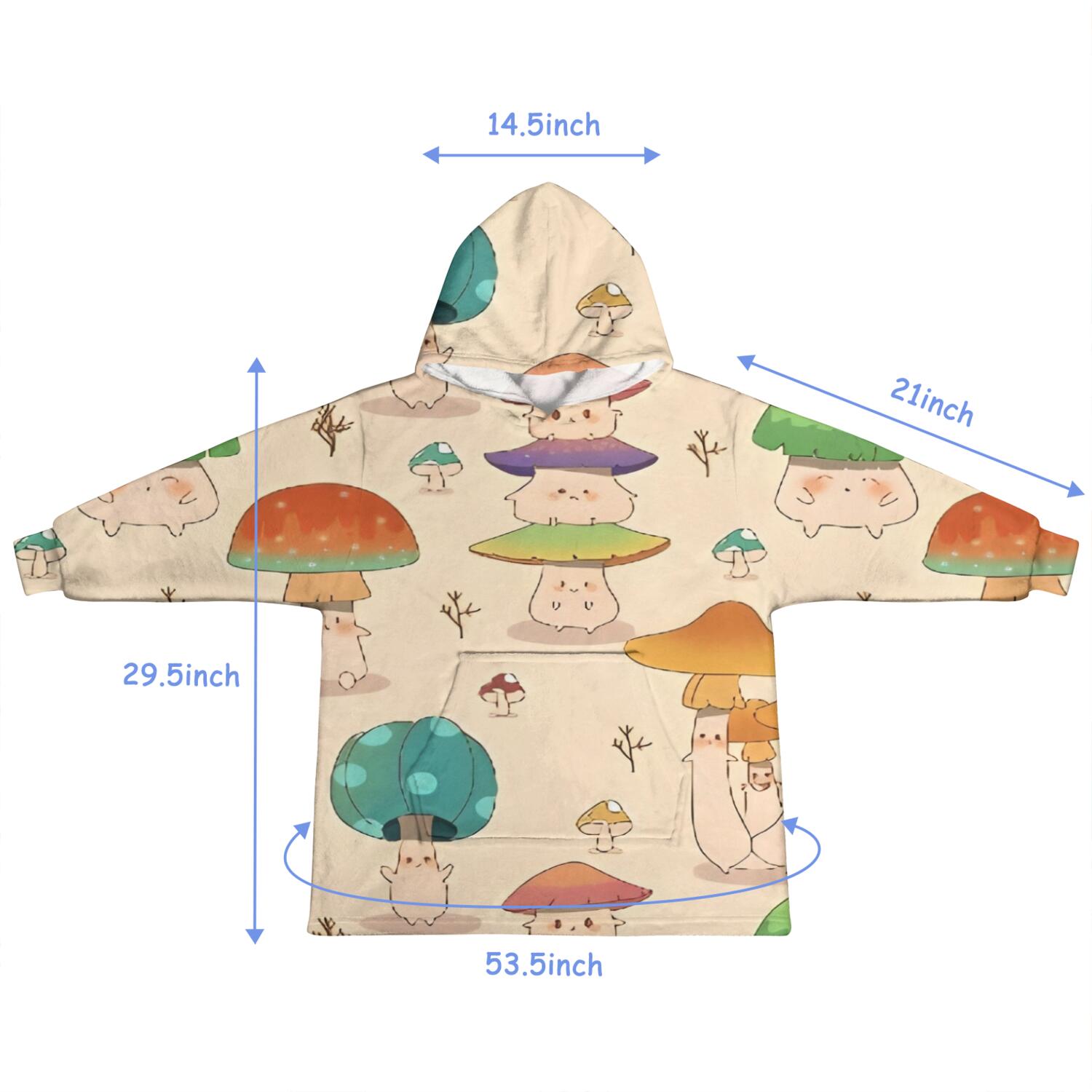 Red Mushroom Cartoon Light Pattern Blanket Hoodies for Kids 6-13YR Oversize Wearable Blanket Hoodies for Boys Girls Teens