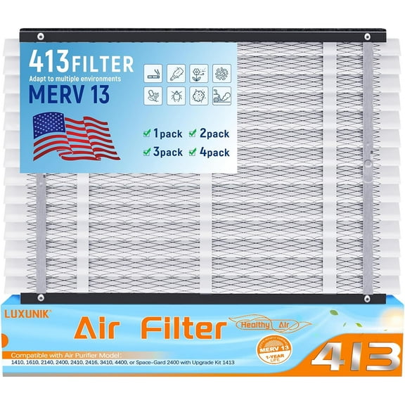2 Pack 413 Replacement Air Filter MERV 13 Compatible with AprilAire Models 1410, 1610, 2410, 2416, 3410, 4400, fit for 16x25x4 Furnace