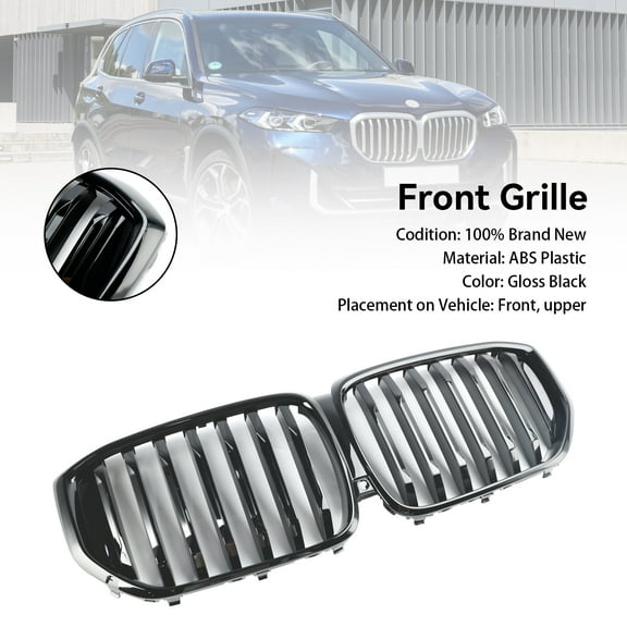 Gloss Black Front Bumper Grille Grill Fit For BMW G05 LCI X5 2024  Single Line