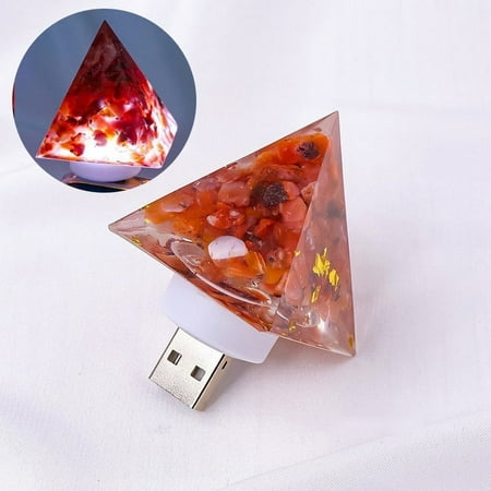 

Clearance Natural Crystal Gravel Epoxy Pyramids USB Night Light