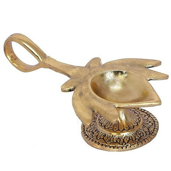 Metal Kamal Shape Aarti Deepak Dia Decorative Oil Lamp Diya for Pooja Room Mandir Temple Home Office Décor Puja Articles for Decoration & Gifting Purpose