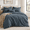 Denim Blue-Queen, variant on King Sizeforter Set - 7 Pieces Brown Bedding Textured Bed In A Bag