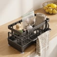 thumbnail image 2 of Bxaolu Stainless Steel Sponge Holder with Kitchen Sink Storage Rack Countertop Organizer for Dishcloth Soap Brushes Space Saving Kitchen Rack - Black, 2 of 6