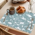 thumbnail image 3 of Vintage Abstract Flower Placemats Set of 8, Retro White Floral Teal Texture Non-Slip Place Mats Washable Table Mats for Kitchen Dining Table Decorations Indoor/Outdoor, 3 of 9