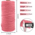 thumbnail image 3 of Natural Cotton Macrame Cord 3mm x 100 Yards - Soft Colored Macrame Rope for Plant Hangers, Wall Hangings & Dreamcatchers - Beige Craft Yarn for DIY Projects, Rose Red, 3 of 6