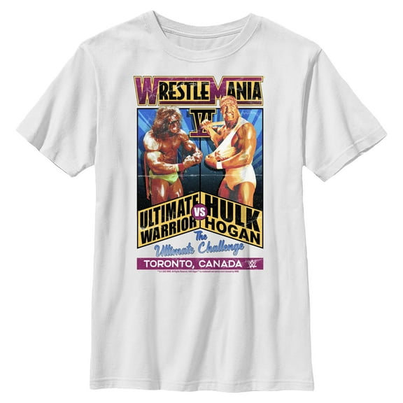 Boys WWE Hulk Hogan VS The Ultimate Warrior Poster T Shirt
