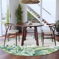 thumbnail image 3 of Tropical Leaves Round Area Rug 6Ft Washable Circle Rugs for Bathroom Office, Green Monstera Palm Leaves Summer Wood Gray Non-Slip Carpet Floor Mats Indoor Outdoor Carpet Runner Aesthetic Home Decor, 3 of 8