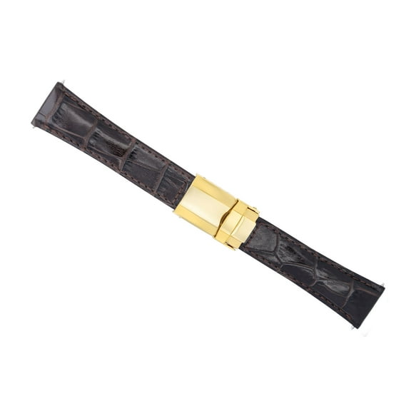 LEATHER STRAP FOR ROLEX DAYTONA 16520 116518 116519 REGULAR GOLD CLASP D/BROWN