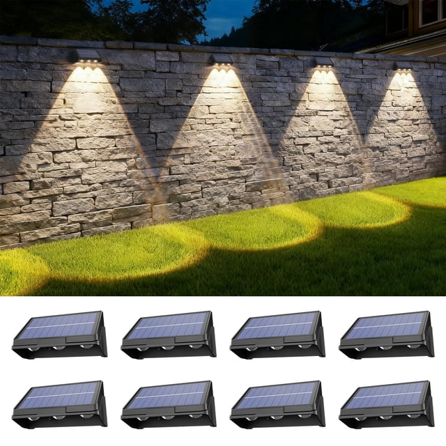 Paquete de 8 Luces Solares para Cercas Onforu, Exterior, Impermeables IP65