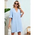 thumbnail image 6 of Shirts Dress for Women V Neck Short Sleeves Casual Flowy Summer Beach Vacation Shifts XL, 6 of 9