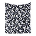 thumbnail image 1 of Flower Garden Soft Flannel Fleece Blanket, Vintage Blossoming Plant Leaves Silhouettes Floral Corsage Artwork, Cozy Plush for Indoor and Outdoor Use, 50" x 60", Black White Dimgrey, by Ambesonne, 1 of 6