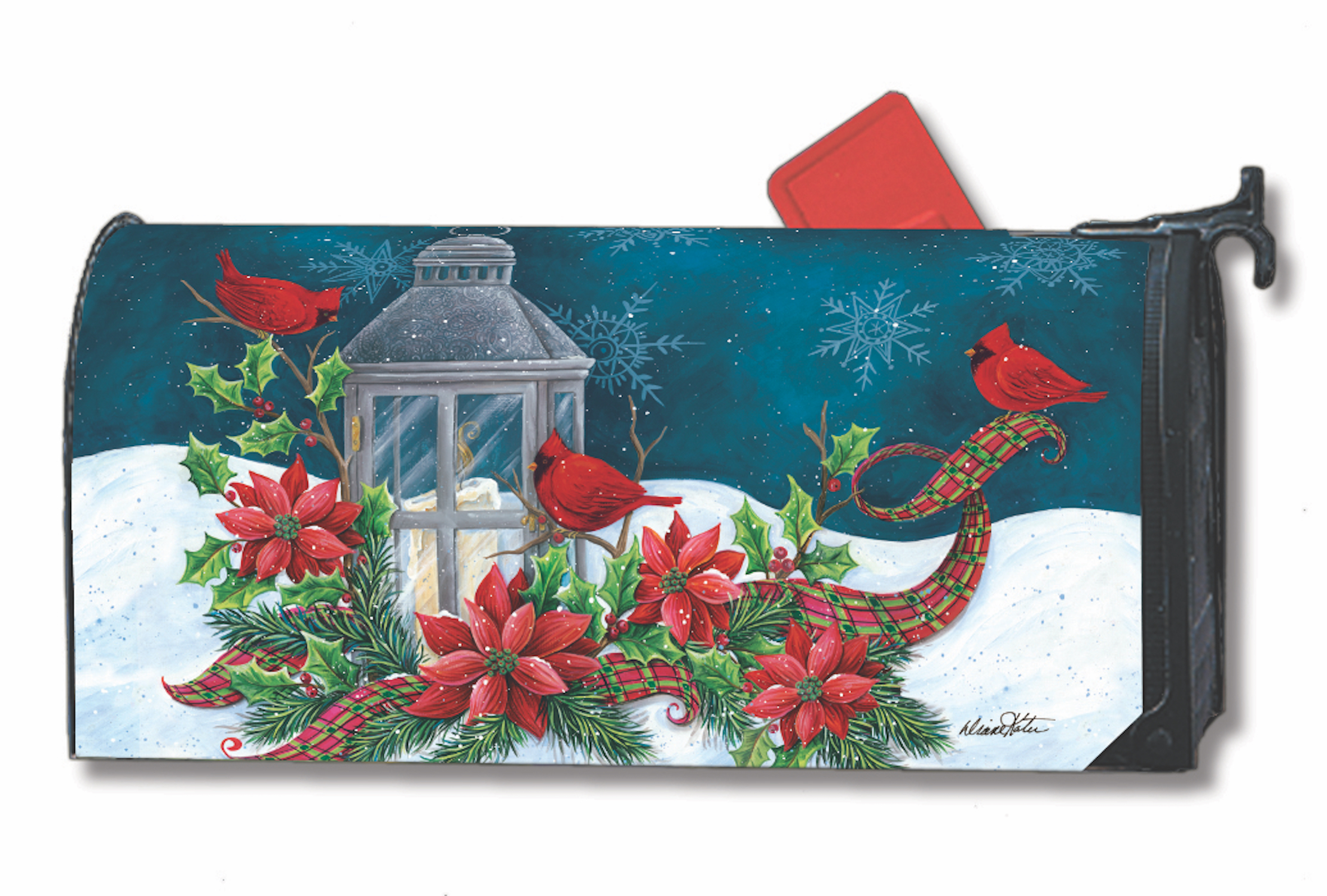 Cardinal Christmas Large Mailbox Cover Lantern Holiday Birds Oversized