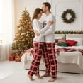 thumbnail image 5 of Family Matching Pajamas Sets Christmas Letters Printed Long Sleeve Tops Plaid Pants Sleepwear, 5 of 7