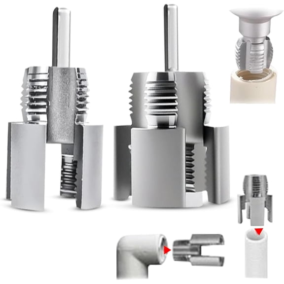 Integrated Internal & External Pipe Threading Tool, Dual-Function Pipe Thread Cutting Tool, 1/2'' 3/4'' 1'' Dies, Electric Drill Compatible PVC & Plastic Pipe Threader Kit for Home Repair