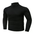 thumbnail image 2 of Fall Shirts for Men casual fashion solid color high collar long sleeve slim fit T-shirt, 2 of 5