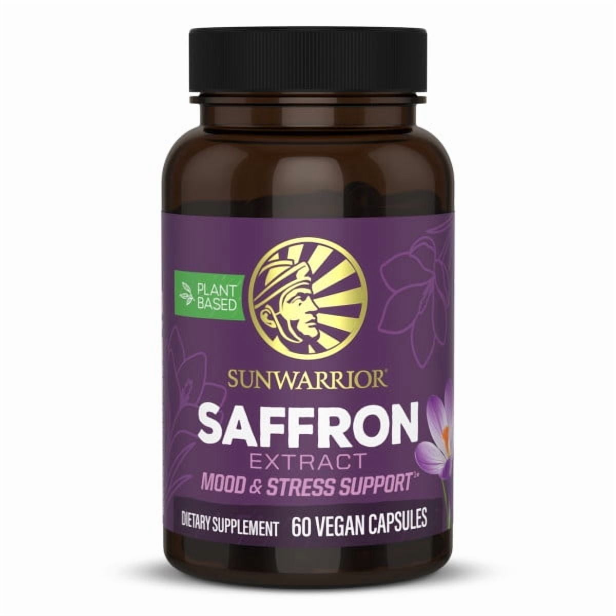 Sunwarrior Saffron Extract Supplements Capsules 88.5 mg - Plant-Based Mood & Relaxation Supplement | 60 Servings