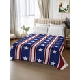 thumbnail image 2 of 4th of July California King Size Flat Sheet,Wrinkleproof & Fadeproof Cooling Flat Bed Sheet Only,Independence Day Blue White Red Stripes Country Star Soft Bedding Top Sheets 108 x 98 Inches, 2 of 8