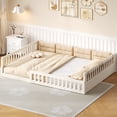 thumbnail image 3 of Jopath Full Size Upholstered Platform Bed with Guardrail and Pillow,Wood Floor Bed for Teen Boys Girls Beige, 3 of 9