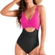 thumbnail image 2 of Trajes de Baño de una Pieza para Mujer, con Control de Abdomen, Corte Alto, Cruzados y Espalda Anudada. Rosa Roja y Negra XL, 2 of 8