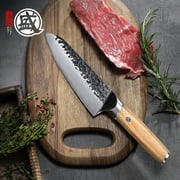 MITSUMOTO SAKARI 7 inch Japanese Santoku Chef Knife, High Carbon Stainless Steel Kitchen Cooking Knife