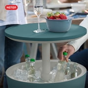 Keter Modern Cool Bar and Side Table Outdoor 2 in 1 Table and Bar Patio Furniture, Teal