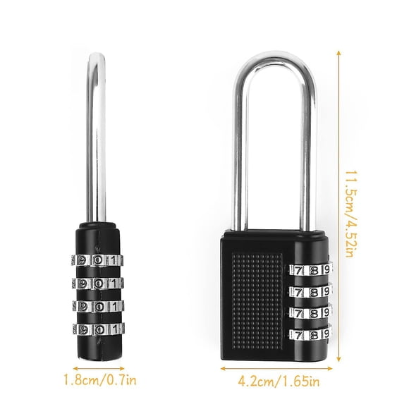 Jinsinto 3pcs Resettable Combination Lock 4 Digit Long Shackle Combination Padlock