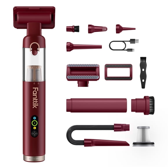 Fanttik Slim V10 APEX Aspiradora de coche inalámbrica, mini aspiradora portátil 4 en 1, potencia de succión de 19 kPa, pantalla digital inteligente mejorada, 2 modos de succión para trabajos pequeños,