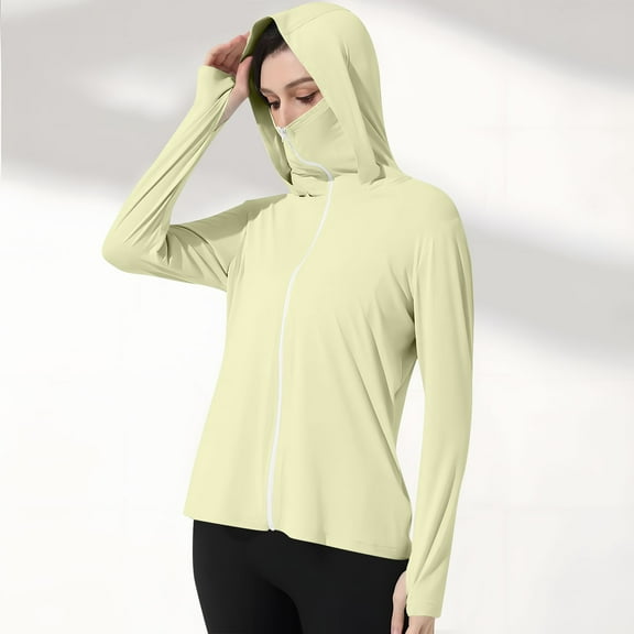 qolati Women's UPF 50 Sun Protection Hoodie Jacket Lightweight Long Sleeve Zip Up Sun Shirt for Women Hiking Outdoor Athletic Jacket