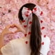thumbnail image 4 of Pinza para el cabello con lazo doble de cerezas y corazón de encaje con cinta larga en la parte posterior, accesorio para el cabello, pinza para el cabello para el día de San Valentín, lazo de encaje, 4 of 6