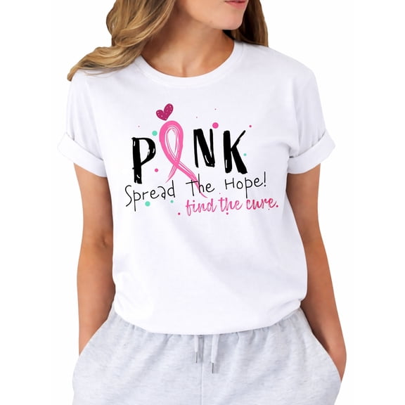 Breast Cancer Awareness Shirt for Women in October We Wear Pink Shirts Cancer Ribbon Shirt Inspirational Tee Tops